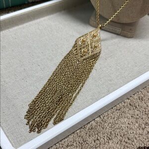 Stella & Dot Elegant Gold Tassel Pendant Necklace